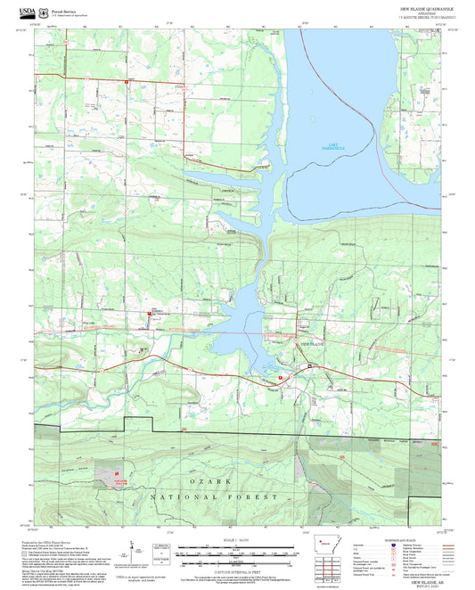 2025 Forest Service Topo Map of New Blaine Arkansas