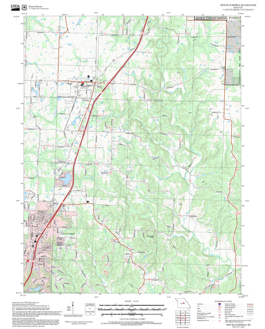 2025 Forest Service Topo Map of New Bloomfield Missouri