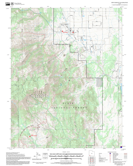 2025 Forest Service Topo Map of New Harmony Utah
