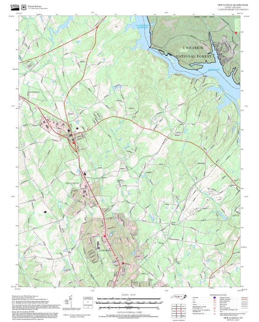 2025 Forest Service Topo Map of New London North Carolina