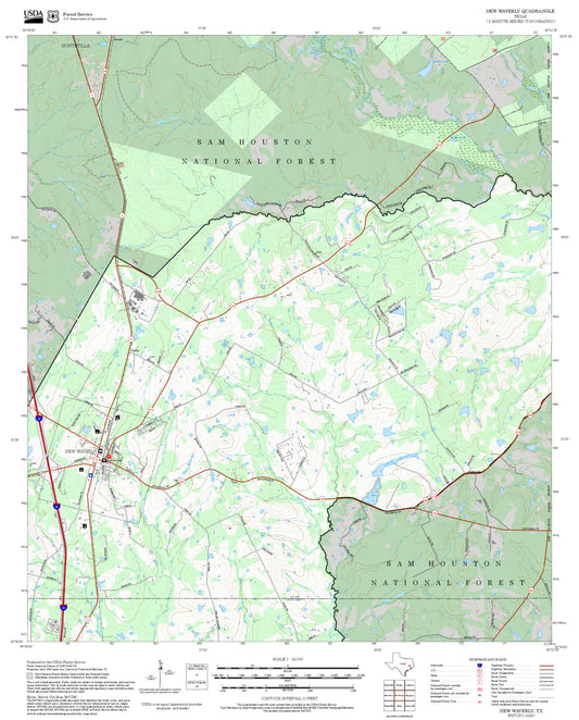 2025 Forest Service Topo Map of New Waverly Texas