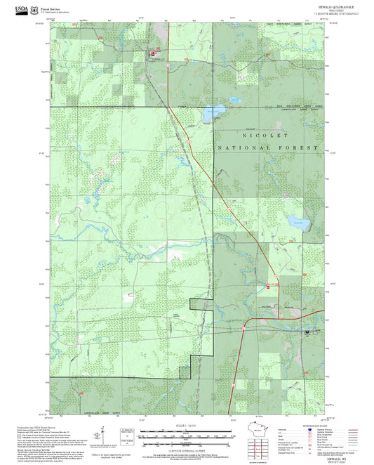 2025 Forest Service Topo Map of Newald Wisconsin