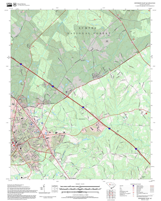 2025 Forest Service Topo Map of Newberry East South Carolina