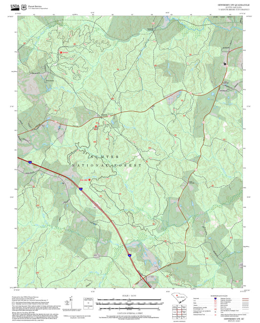 2025 Forest Service Topo Map of Newberry NW South Carolina