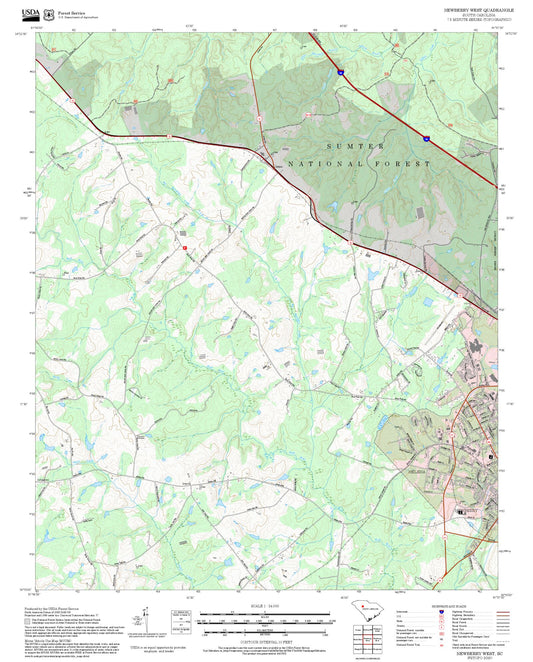 2025 Forest Service Topo Map of Newberry West South Carolina