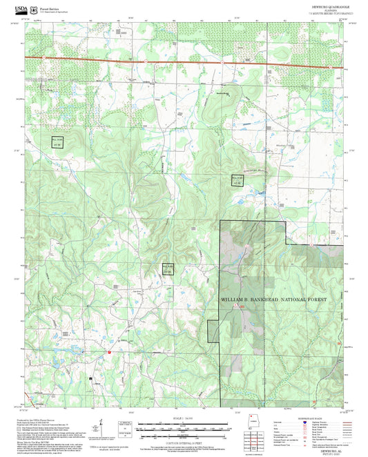 2025 Forest Service Topo Map of Newburg Alabama