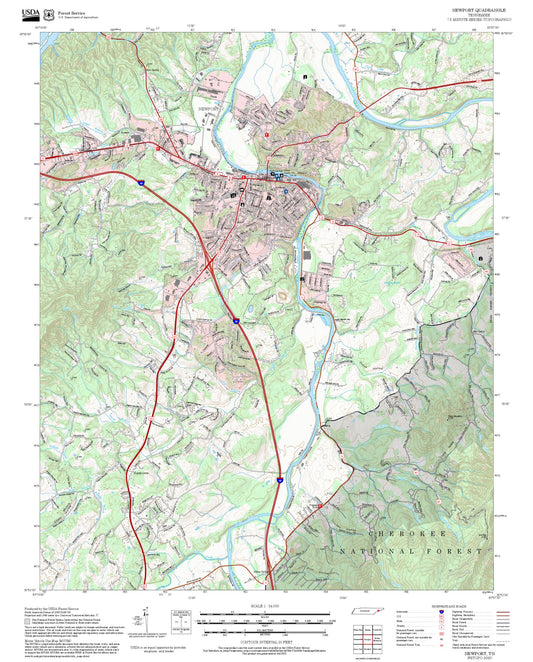 2025 Forest Service Topo Map of Newport Tennessee
