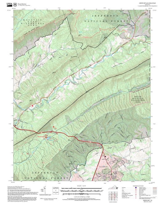 2025 Forest Service Topo Map of Newport Virginia