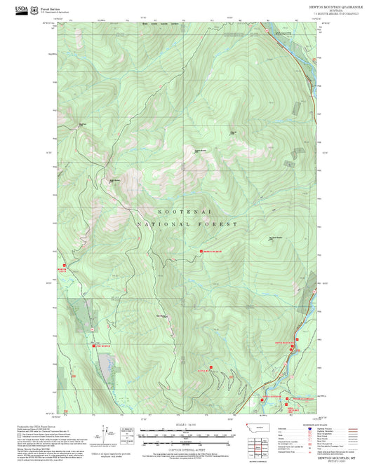 2025 Forest Service Topo Map of Newton Mountain Montana