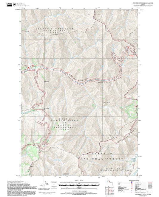 2025 Forest Service Topo Map of Nez Perce Peak Idaho