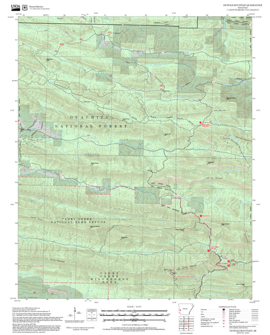2025 Forest Service Topo Map of Nichols Mountain Arkansas