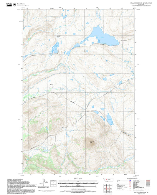 2025 Forest Service Topo Map of Nilan Reservoir Montana