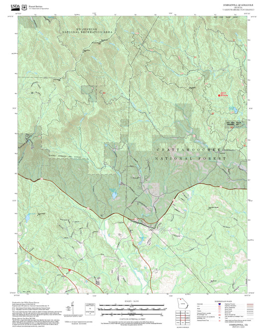 2025 Forest Service Topo Map of Nimblewill Georgia