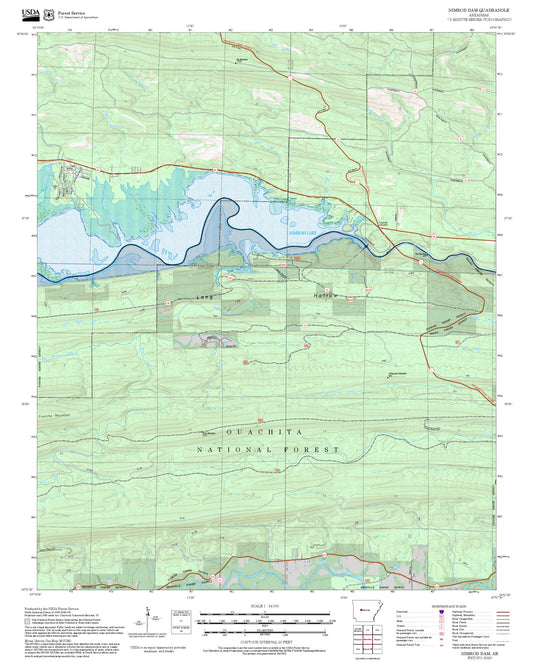 2025 Forest Service Topo Map of Nimrod Dam Arkansas