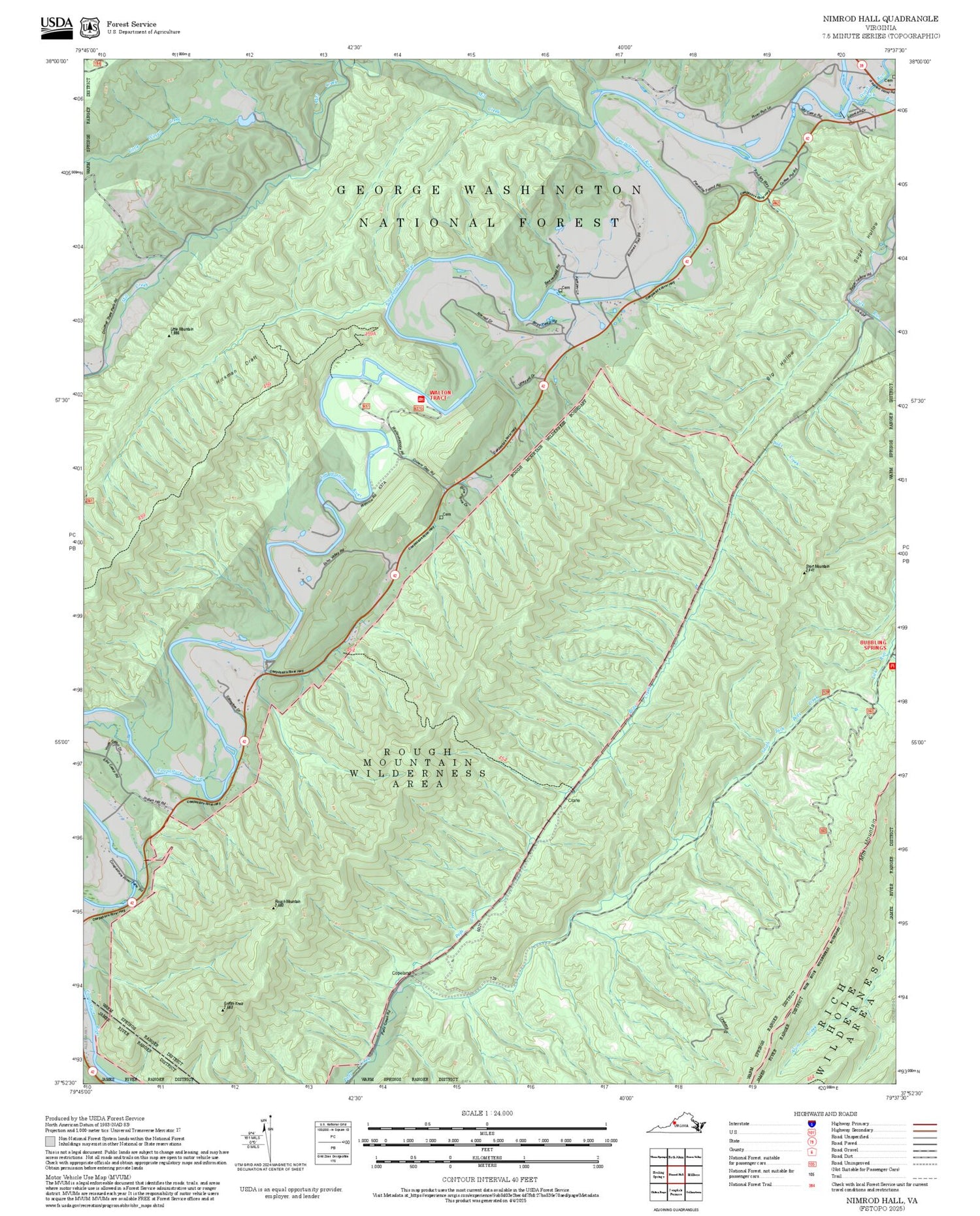 2025 Forest Service Topo Map of Nimrod Hall Virginia