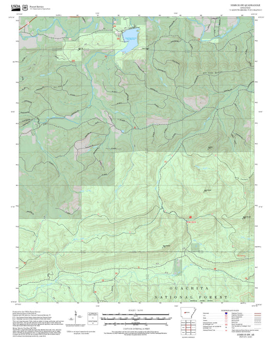 2025 Forest Service Topo Map of Nimrod SW Arkansas