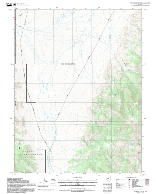 2025 Forest Service Topo Map of Ninemile Peak Nevada