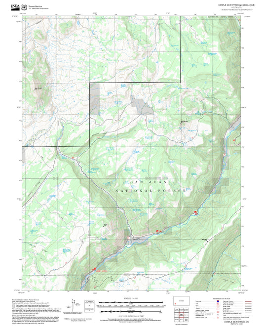 2025 Forest Service Topo Map of Nipple Mountain Colorado