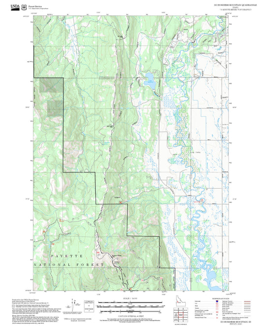 2025 Forest Service Topo Map of No Business Mountain Idaho