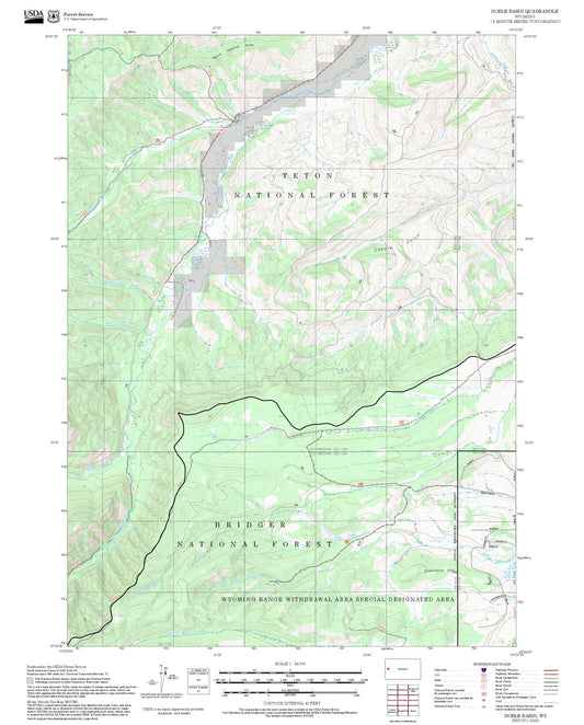 2025 Forest Service Topo Map of Noble Basin Wyoming