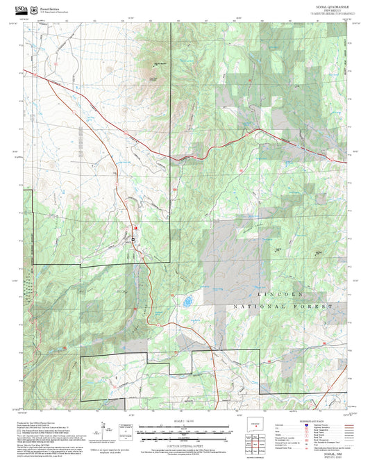 2025 Forest Service Topo Map of Nogal New Mexico
