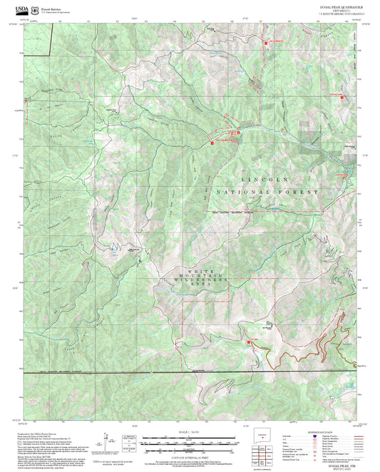 2025 Forest Service Topo Map of Nogal Peak New Mexico