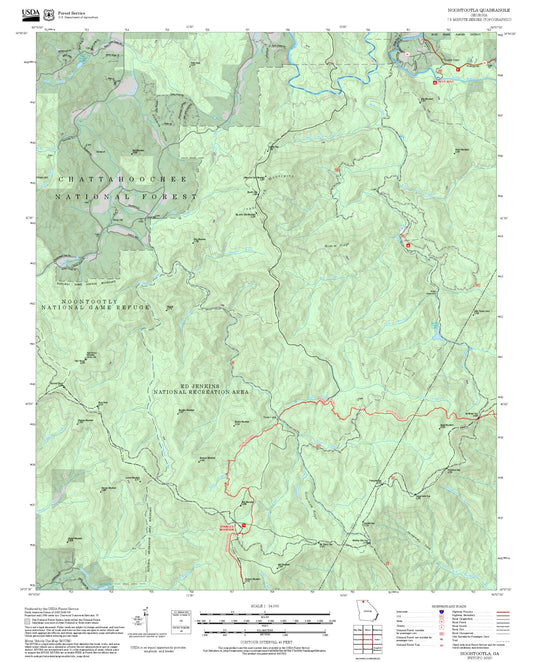 2025 Forest Service Topo Map of Noontootla Georgia