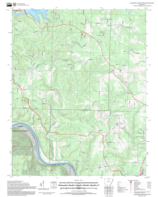 2025 Forest Service Topo Map of Norfork Dam South Arkansas