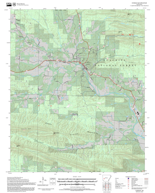 2025 Forest Service Topo Map of Norman Arkansas