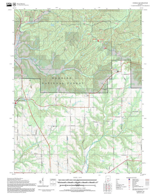 2025 Forest Service Topo Map of Norman Indiana