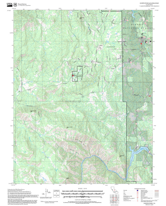 2025 Forest Service Topo Map of North Fork California
