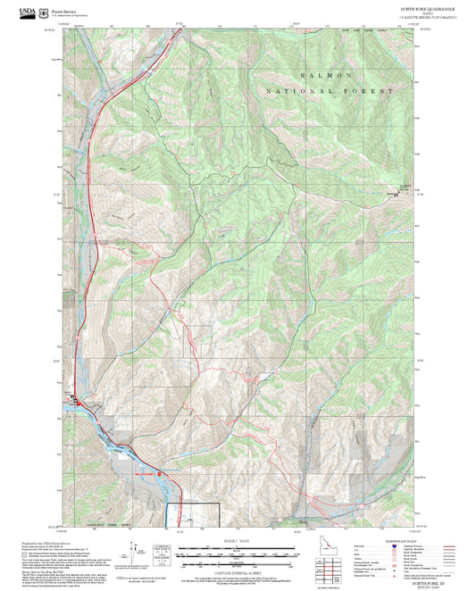 2025 Forest Service Topo Map of North Fork Idaho