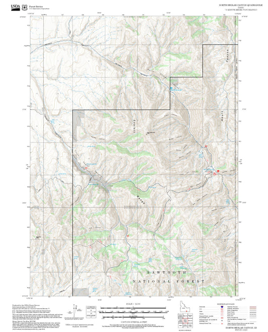 2025 Forest Service Topo Map of North Heglar Canyon Idaho