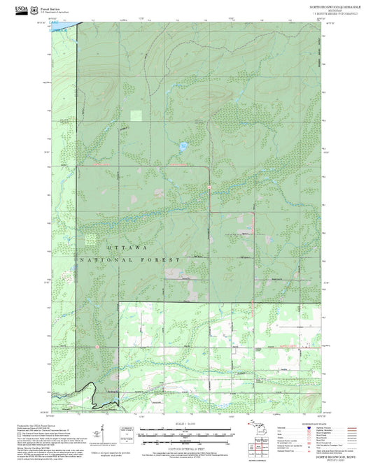 2025 Forest Service Topo Map of North Ironwood Michigan