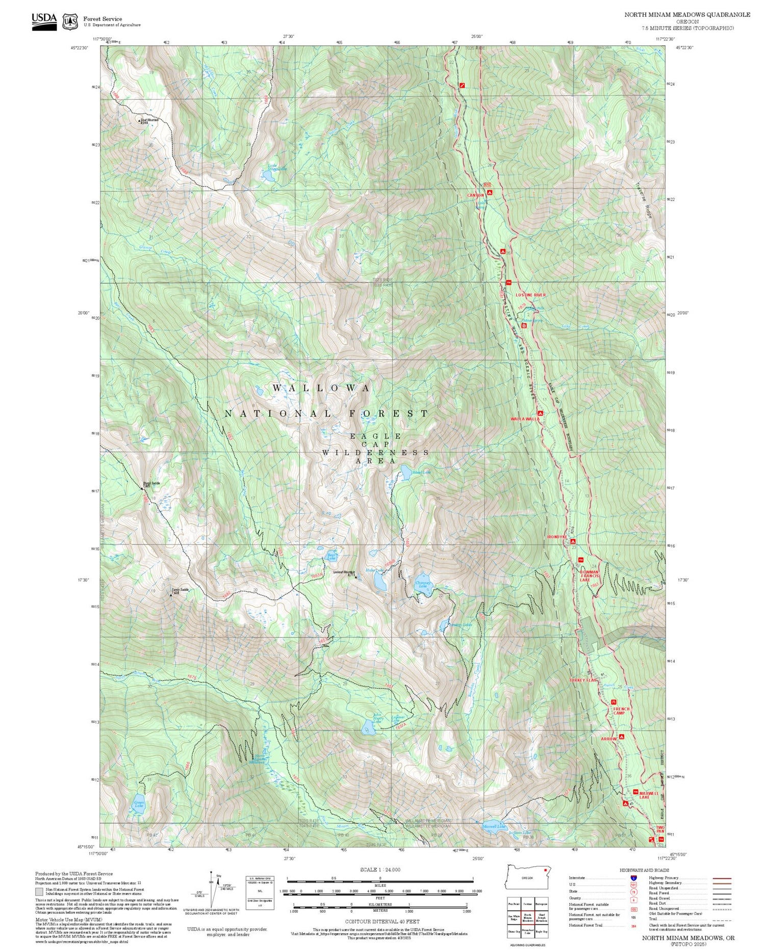 Minam Rams Map 2025 Forest Service Topo Map of North Minam Meadows Oregon – MyTopo Map ...