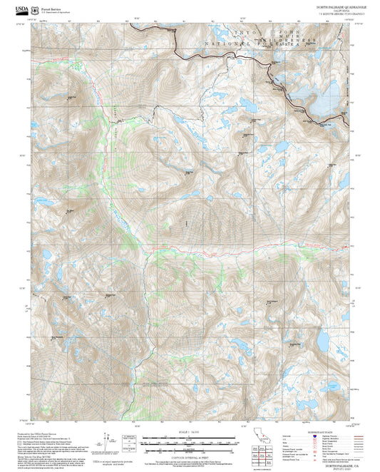 2025 Forest Service Topo Map of North Palisade California