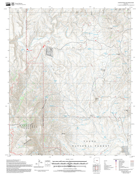 2025 Forest Service Topo Map of North Peak Arizona