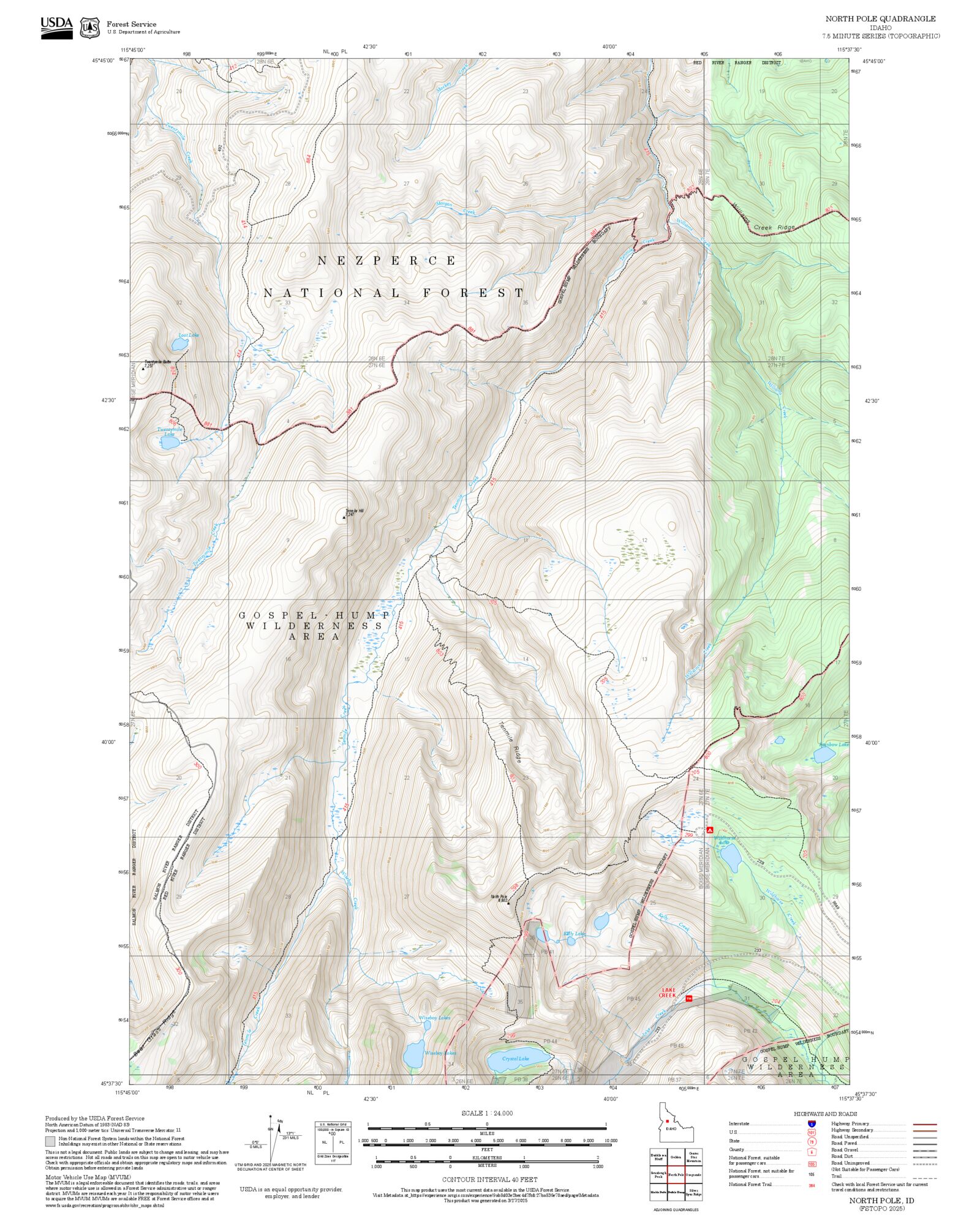 2025 Forest Service Topo Map of North Pole Idaho – MyTopo Map Store