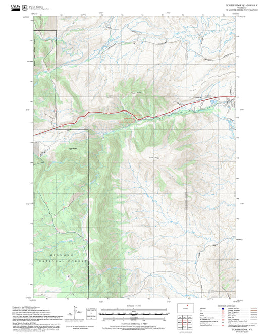 2025 Forest Service Topo Map of North Ridge Wyoming