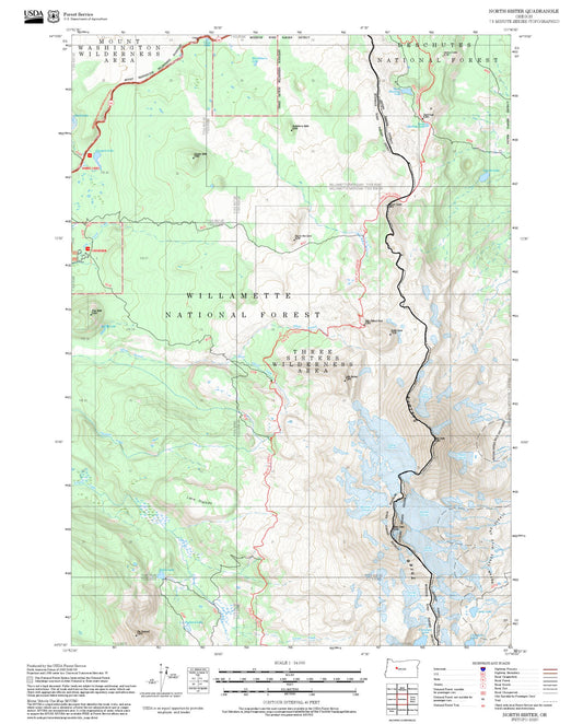 2025 Forest Service Topo Map of North Sister Oregon