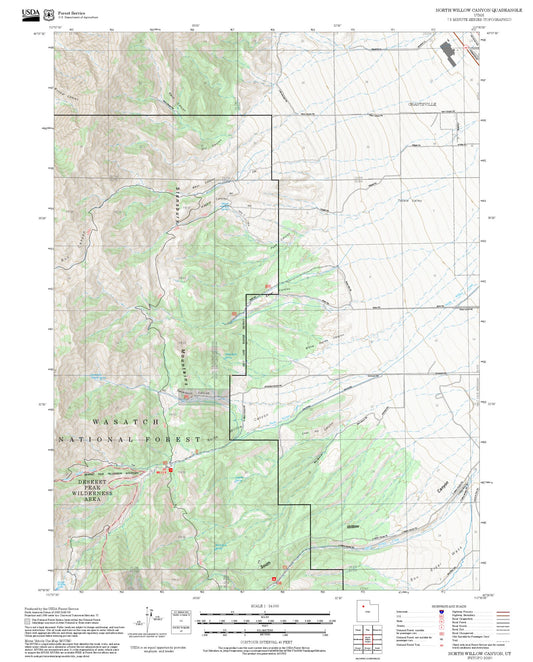 2025 Forest Service Topo Map of North Willow Canyon Utah
