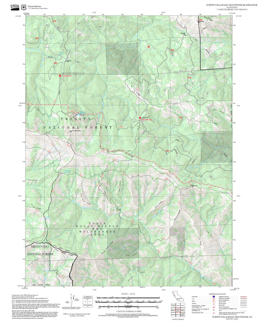 2025 Forest Service Topo Map of North Yolla Bolly Mountains California