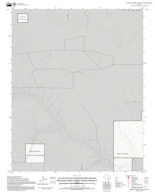 2025 Forest Service Topo Map of North of Red Cow Draw Texas