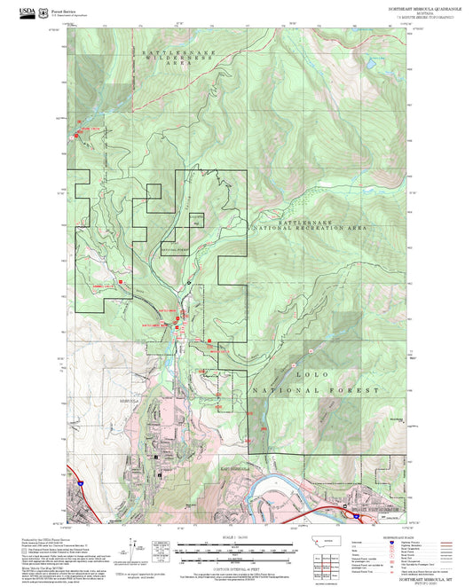2025 Forest Service Topo Map of Northeast Missoula Montana