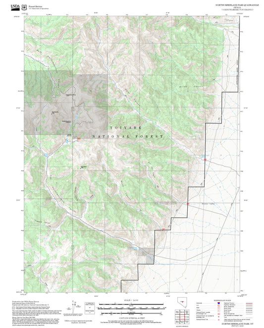 2025 Forest Service Topo Map of Northumberland Pass Nevada