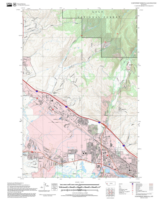 2025 Forest Service Topo Map of Northwest Missoula Montana