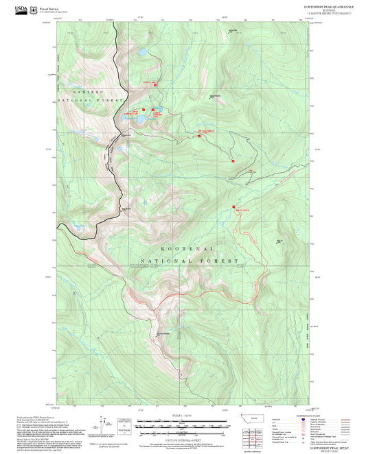 2025 Forest Service Topo Map of Northwest Peak Montana