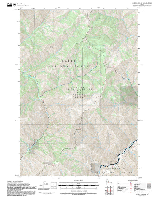 2025 Forest Service Topo Map of Norton Ridge Idaho