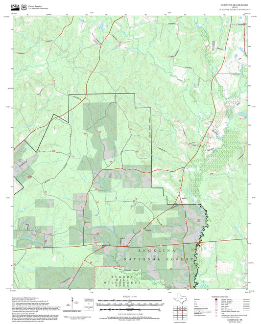 2025 Forest Service Topo Map of Norwood Texas