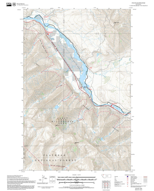 2025 Forest Service Topo Map of Nyack Montana